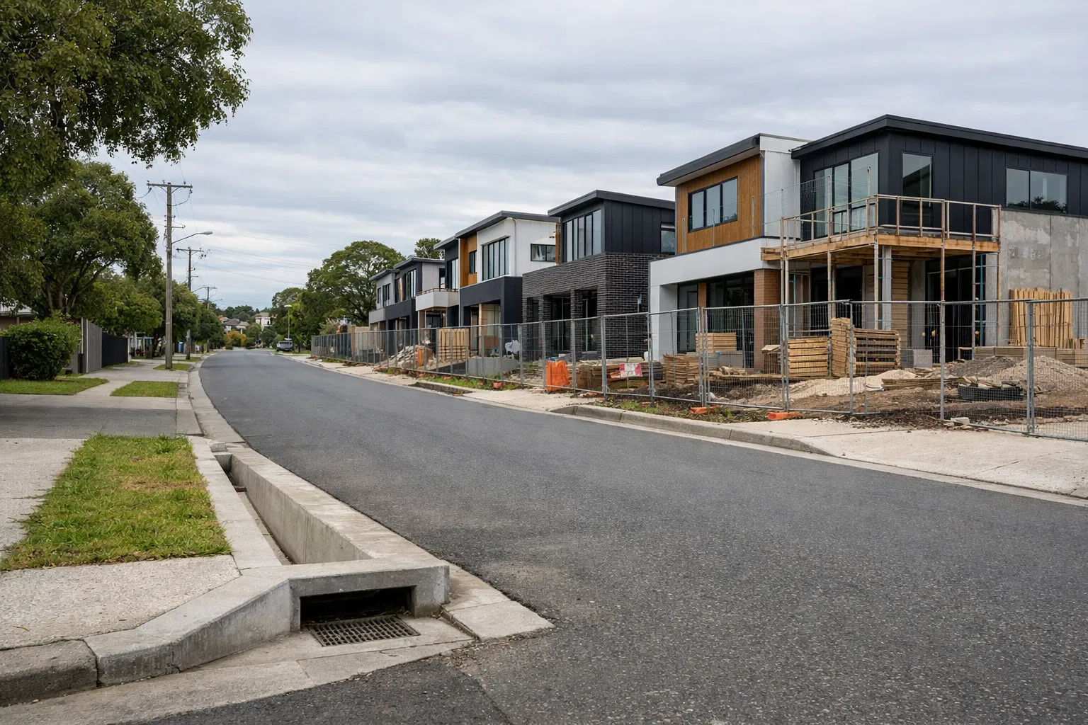 Melbourne townhouse development with stormwater drainage