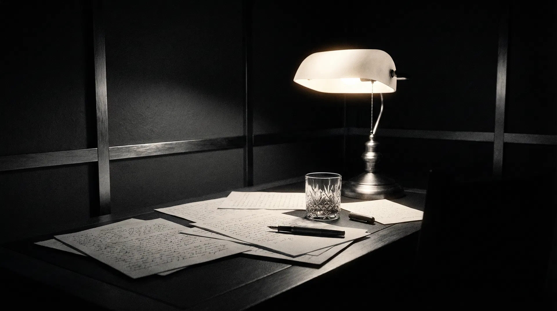 Writer's desk in shadow