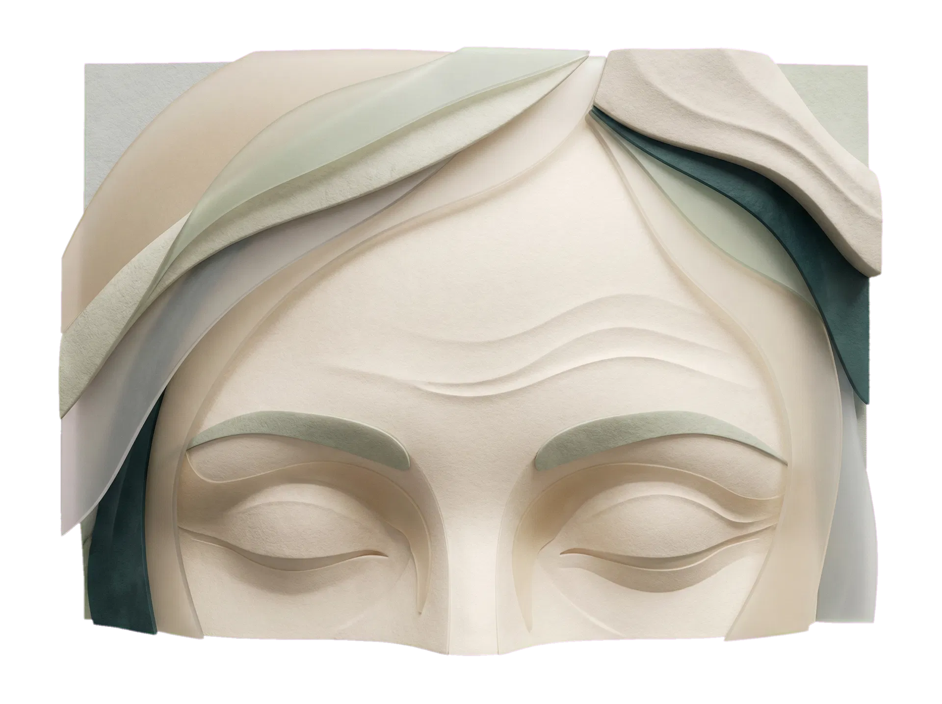 Abstrakt premiumillustrasjon inspirert av panne, brynbue og ansiktskonturer.