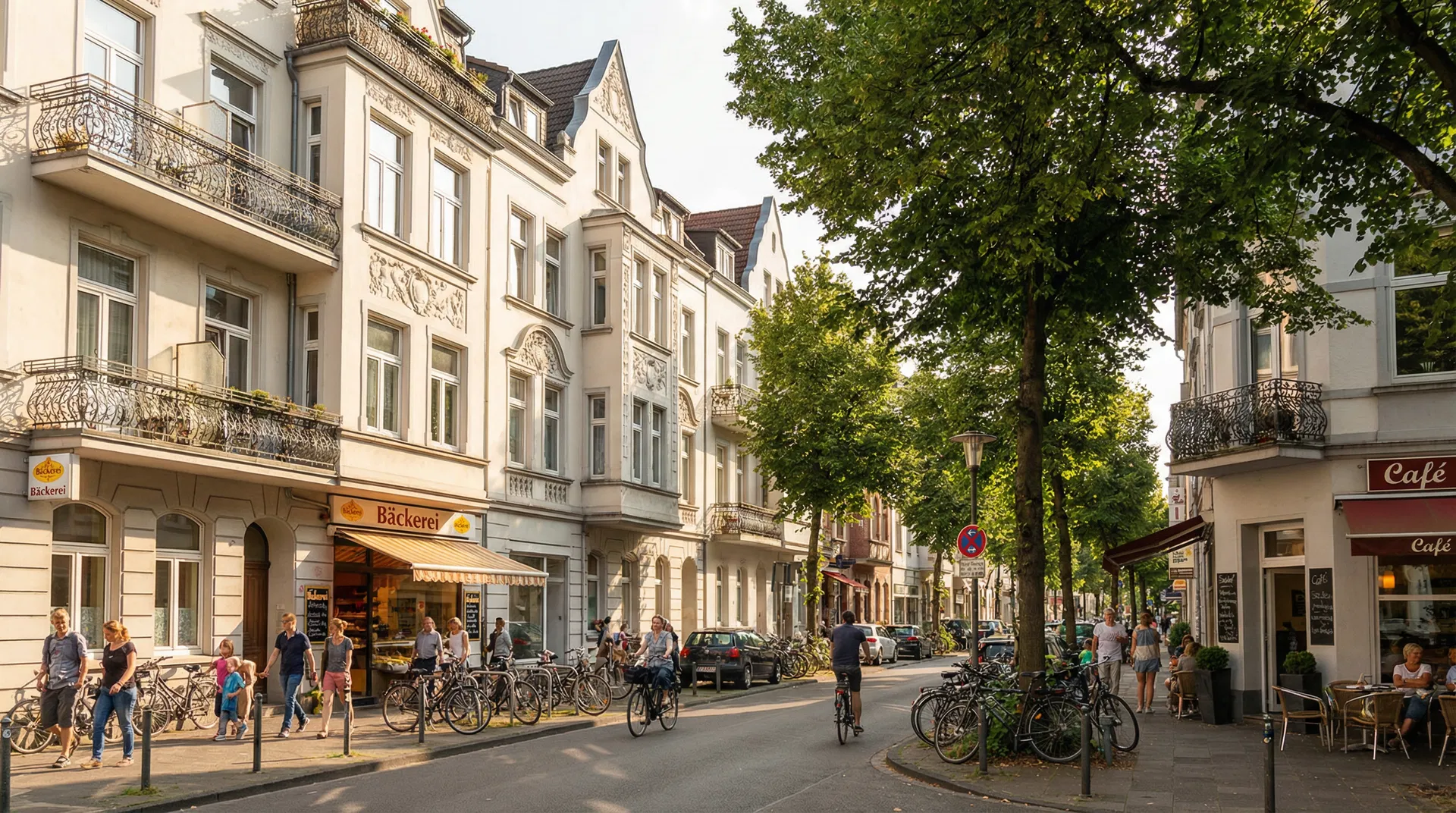 Wilhelminische Altbauten mit Bäckerei und Café in Köln-Nippes