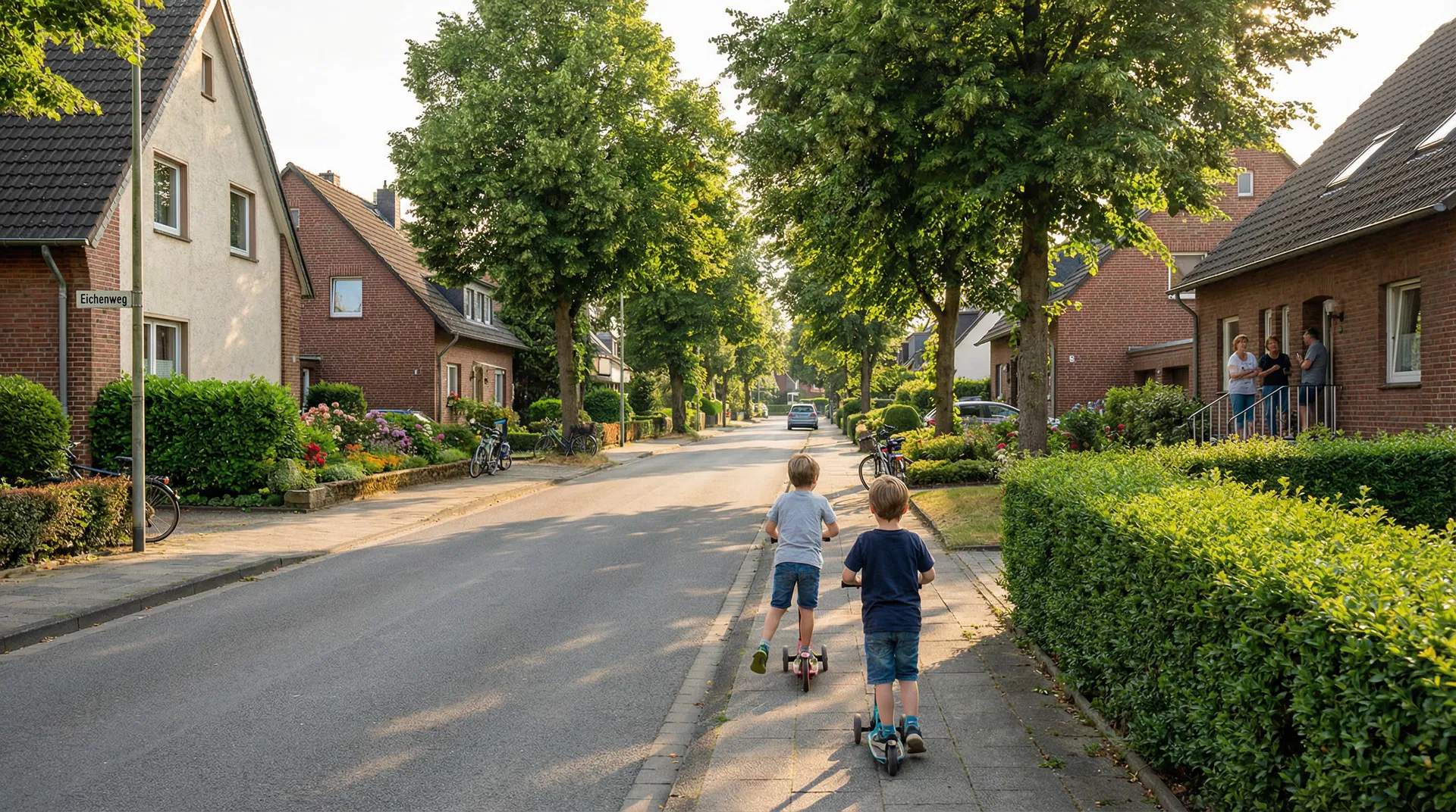 Familienfreundliche Wohnstraße in Köln-Porz mit Einfamilienhäusern