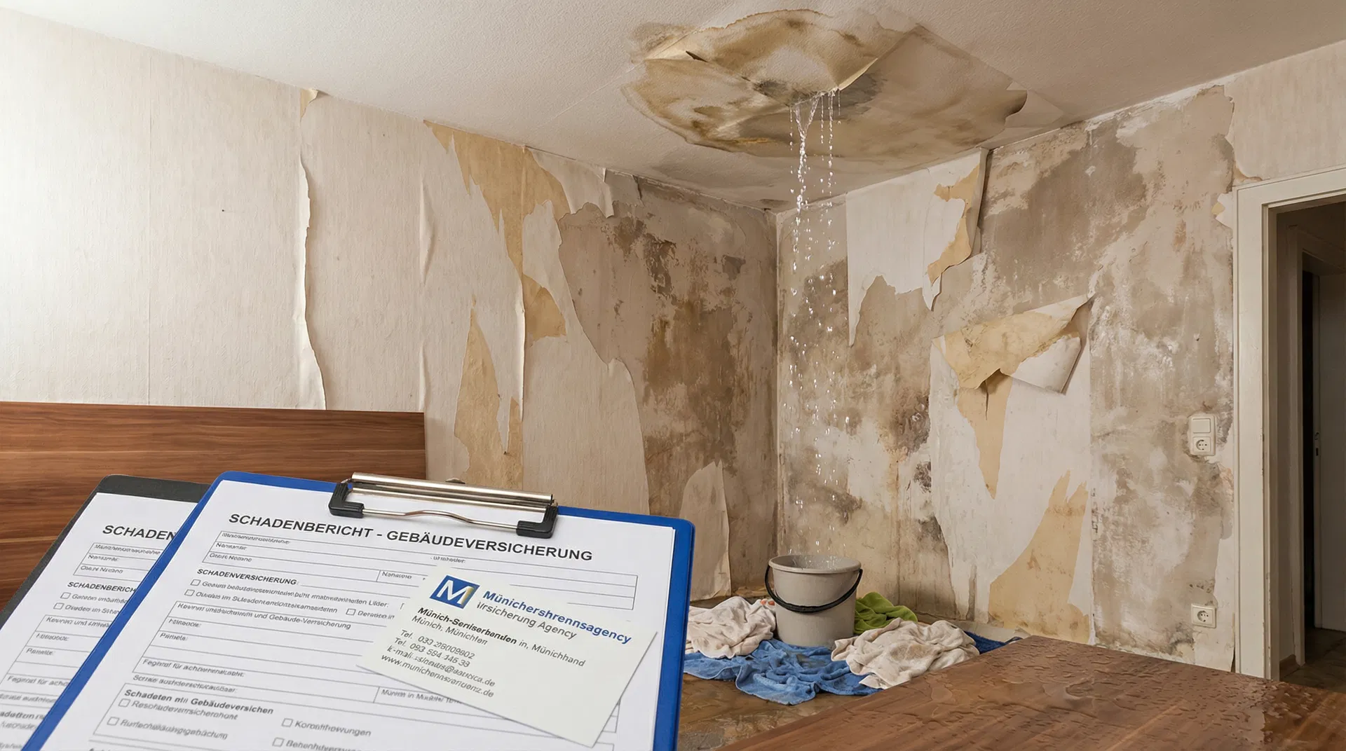 Leitungswasserschaden an einer Wand – häufigste Schadenursache bei Wohngebäudeversicherungen