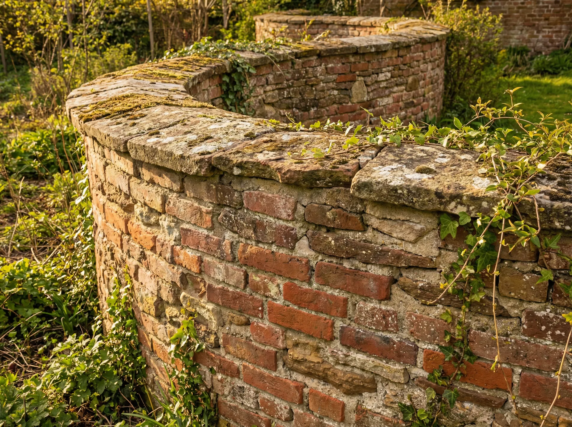 Heritage reclaimed brick garden wall