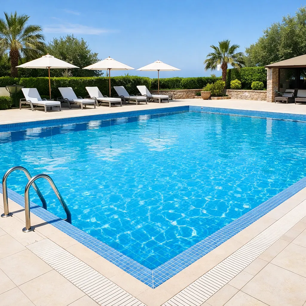 Piscina depois da limpeza — água cristalina