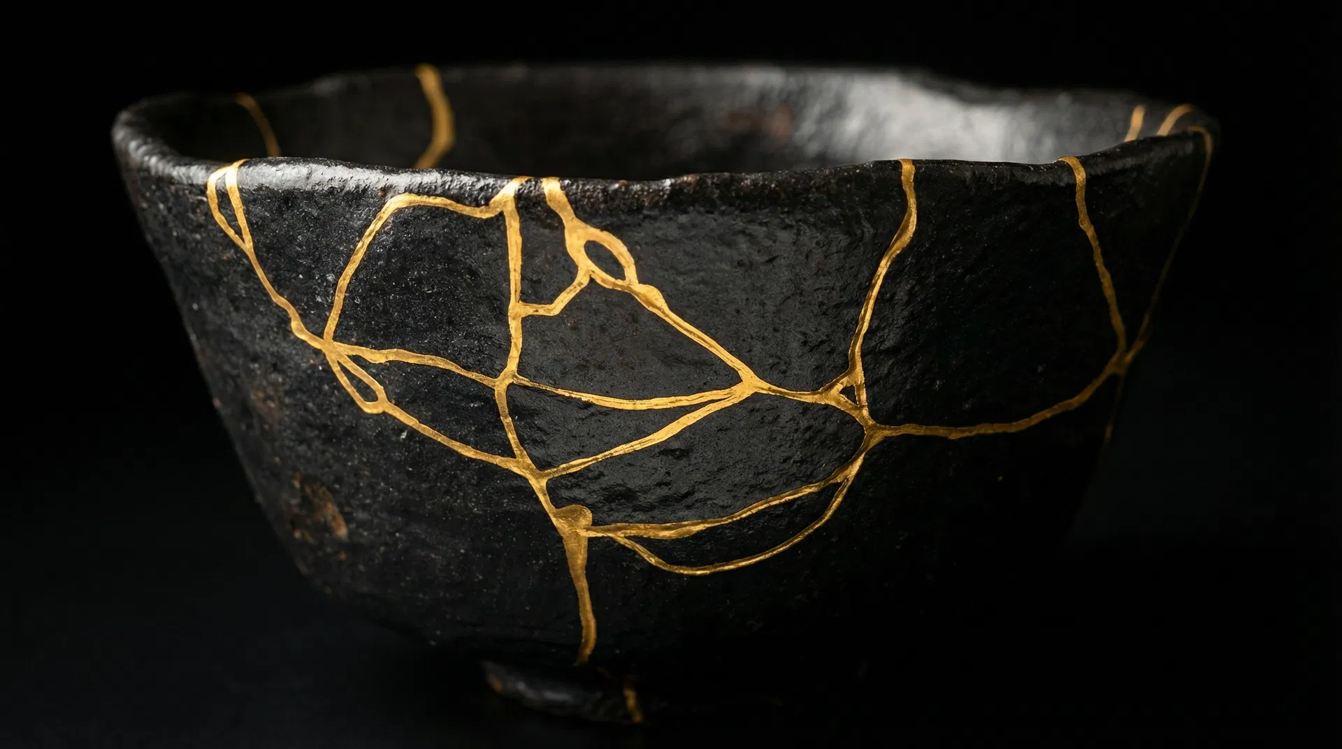 Kintsugi bowl with gold repairs