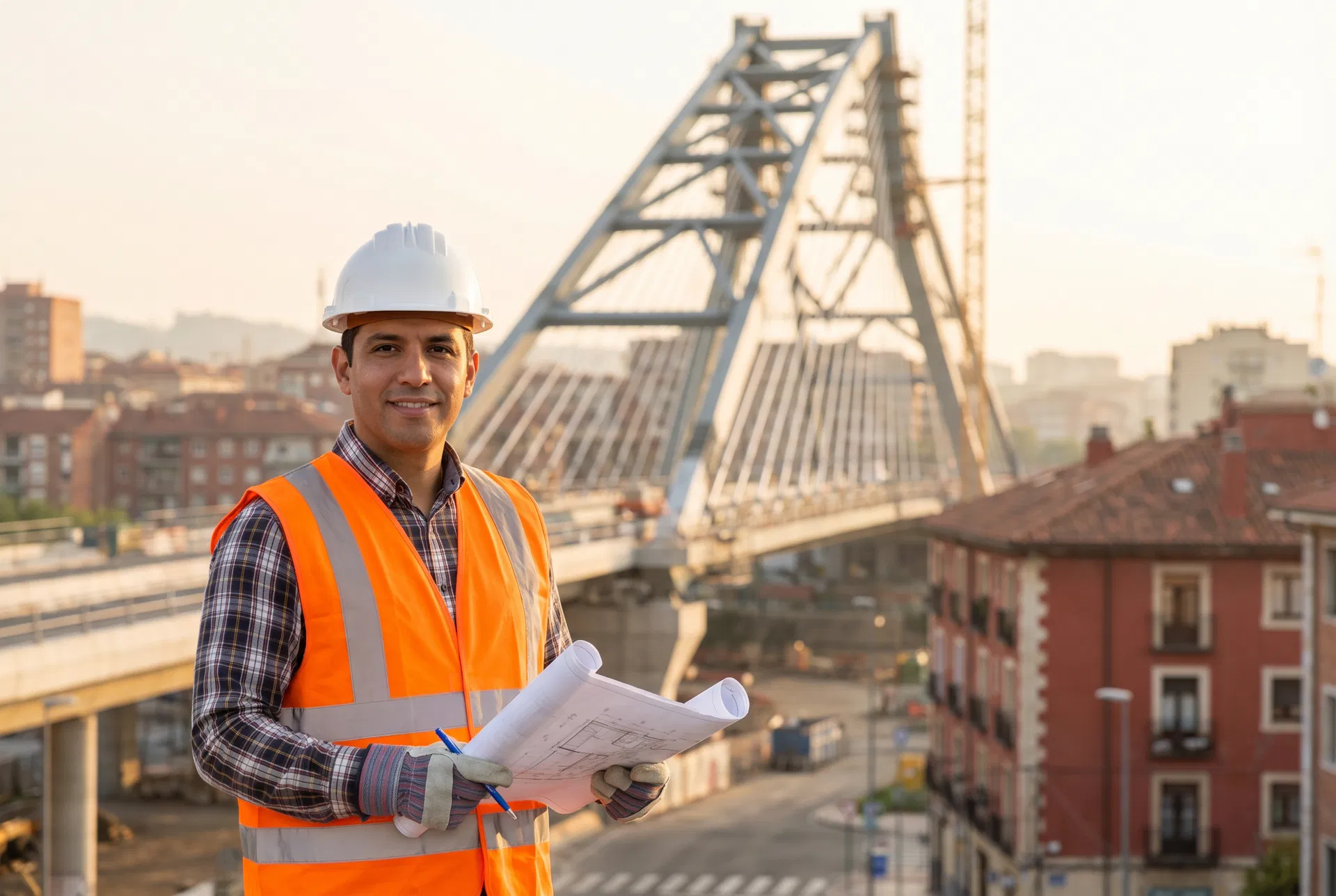 Ingeniero latinoamericano con planos en España