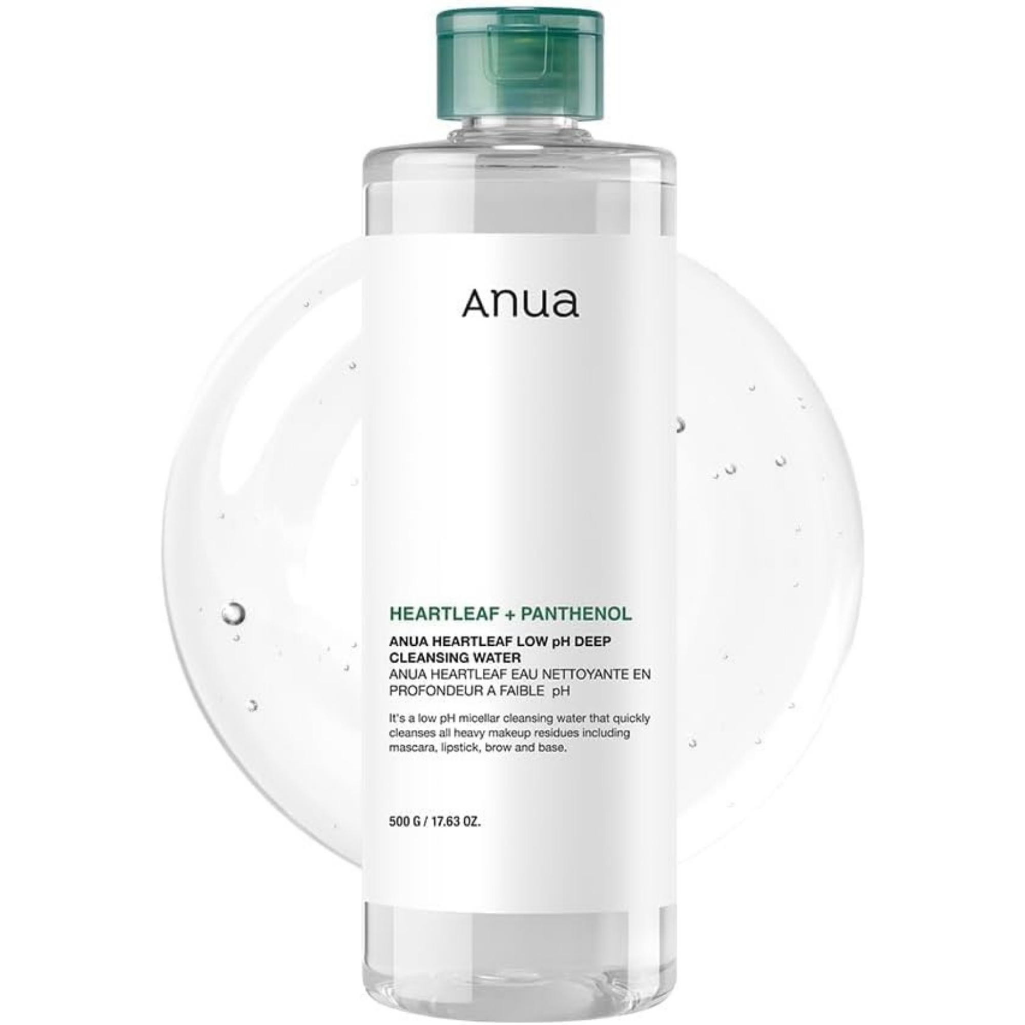 ANUA Heartleaf Low pH Deep Cleansing Water, Micellar Water, Face Wash, Facial Cleanser