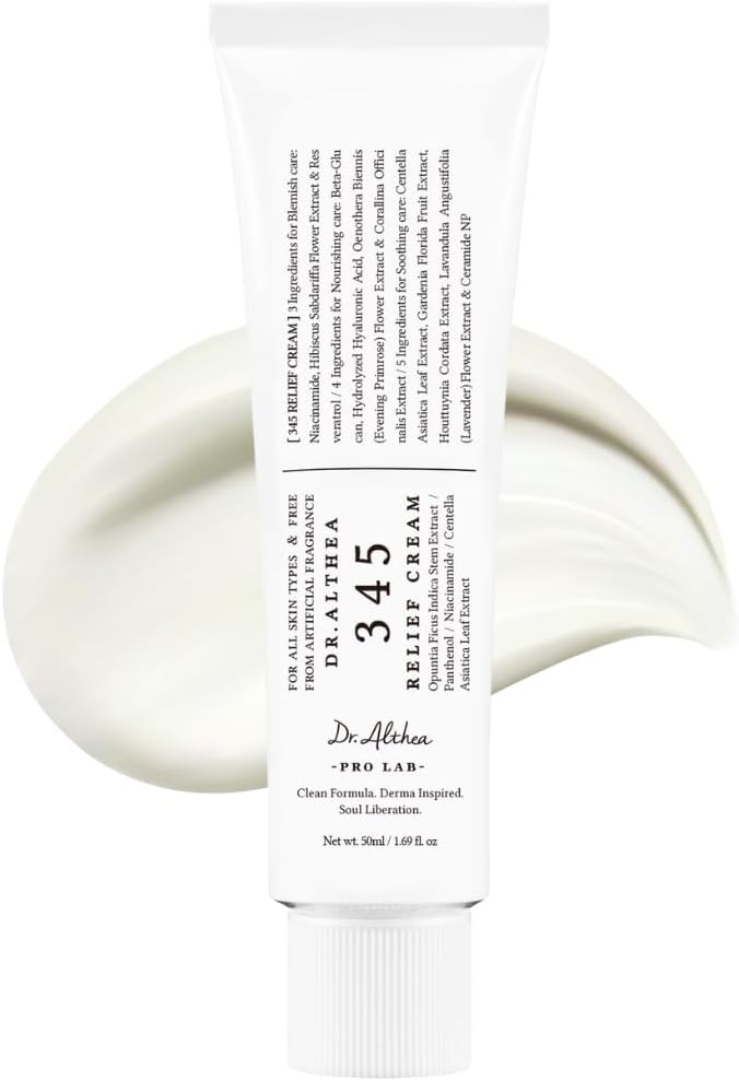 Dr.Althea 345 Relief Cream, Daily Face Moisturizer, Blemish Relief Care, Soothing Recovery & Moisture, Korean Vegan Skin Care for All Skin Types, 50ml (Pack of 1)