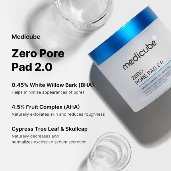 Medicube Toner Pads Zero Pore Pad 2.0 | Dual-Textured Facial Pad for Exfoliation and Pore Care with 4.5% AHA Lactic Acid, 0.45% BHA Salicylic Acid | Ideal for All, Korean Skin Care, 70 Pads (1 Pack) 3
