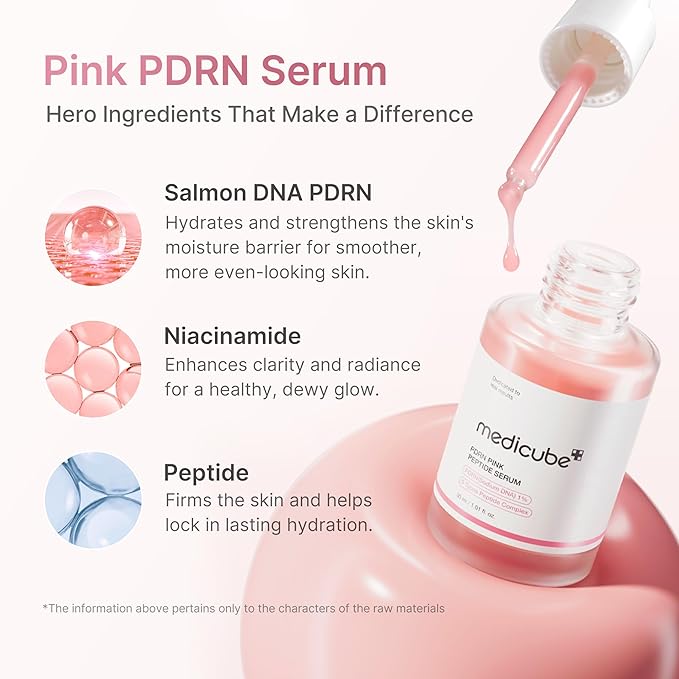 medicube PDRN Pink Peptide Serum with Salmon DNA | Pink Glow Serum with Peptides & Niacinamide for Hydration & Firm-Looking Skin | Uneven Tone Care | Korean Skincare, 1.01 fl. oz 2