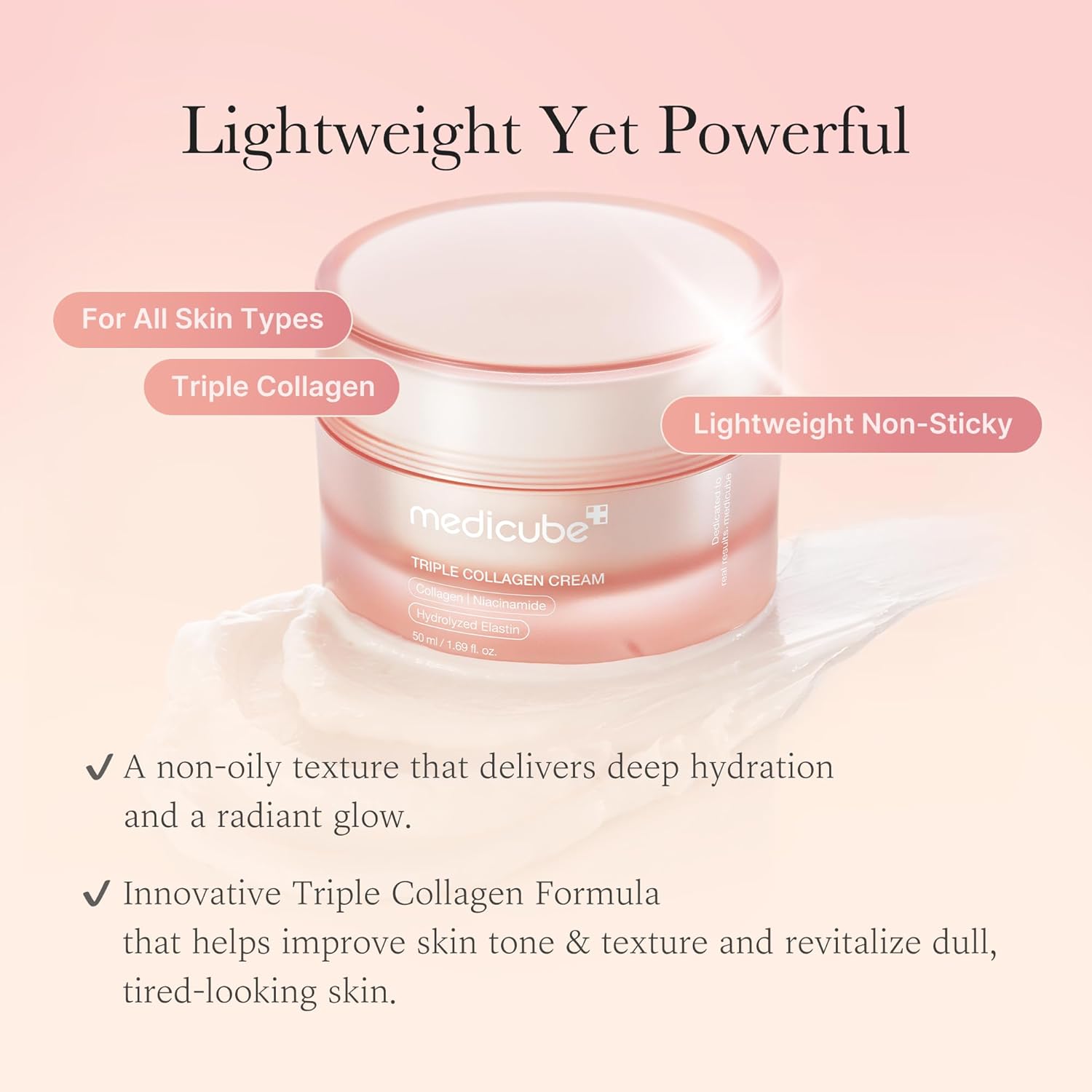 Medicube Triple Collagen Cream | Hydrating & Firming Anti-Aging Moisturizer with Niacinamide, Elastin & Hyaluronic Acid | Pore Care & Elasticity | Korean Skincare, 50ml 3