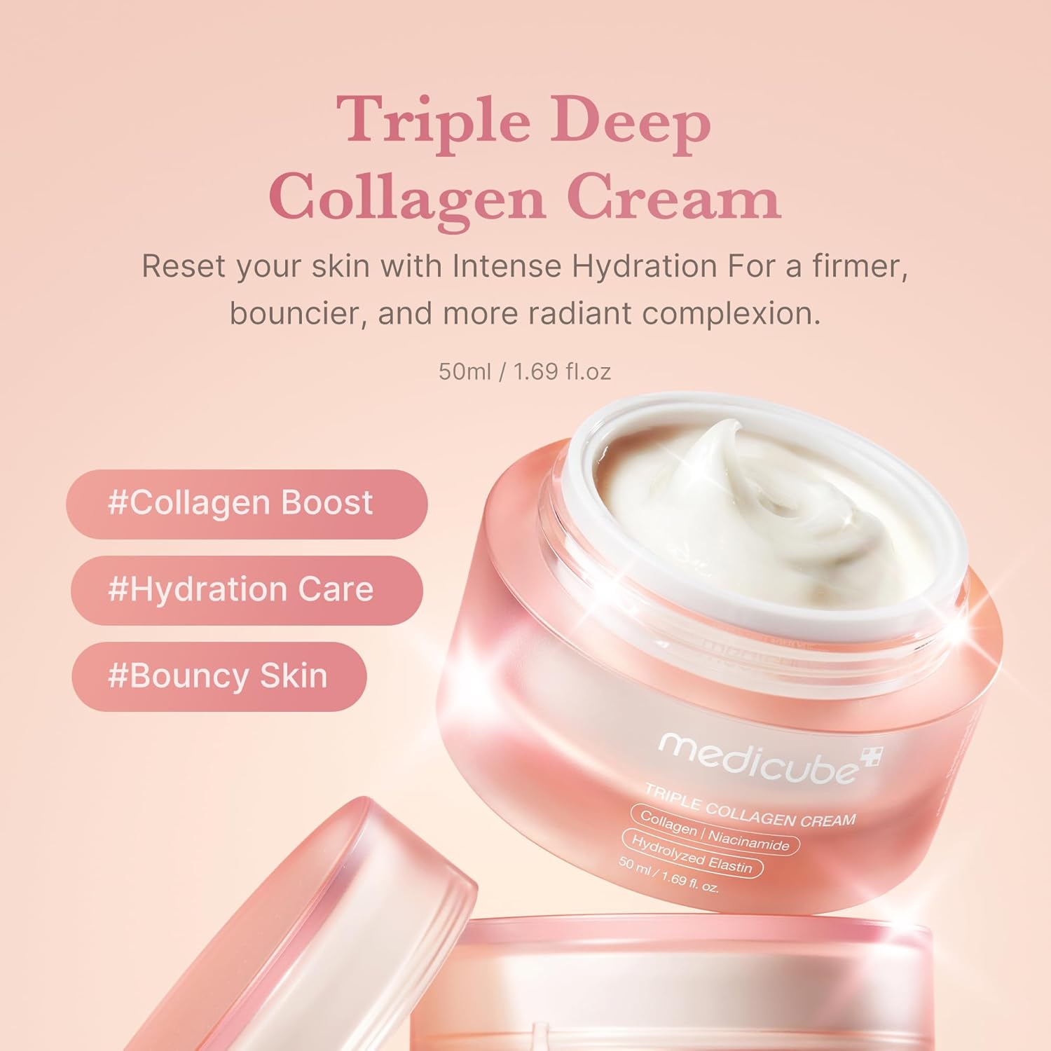 Medicube Triple Collagen Cream | Hydrating & Firming Anti-Aging Moisturizer with Niacinamide, Elastin & Hyaluronic Acid | Pore Care & Elasticity | Korean Skincare, 50ml 4