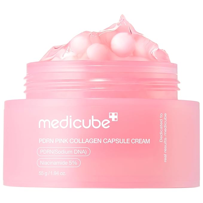 Medicube Capsule Cream with Salmon DNA PDRN Pink Collagen | Lightweight Moisturizing Cream with PDRN, Niacinamide for Uneven Skin Tone and Texture, Glow hydration | Korean Skincare, 1.94 oz