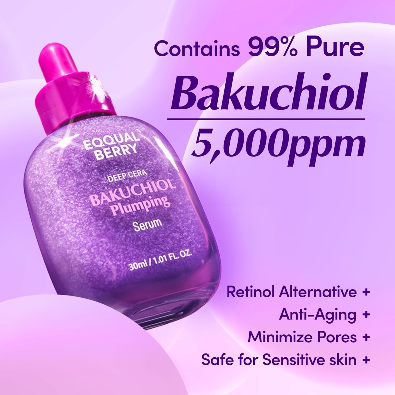 EQQUALBERRY Bakuchiol Plumping Face Serum 30 ml 2