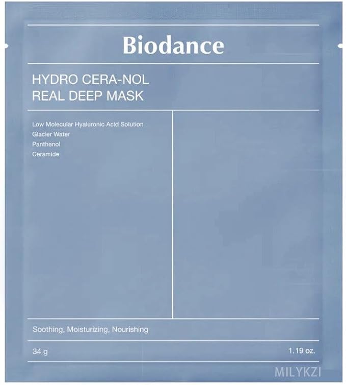 BIODANCE Hydro Cera-nol Real Deep Mask, Water-Infused, Overnight Hydrogel Mask, Soothing, Moisturizing, Nourishing, 1.19oz(34g) x 4ea 4