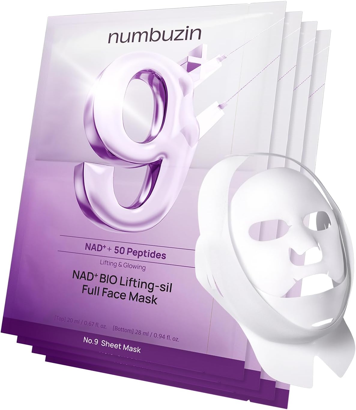 Numbuzin No.9 Sheet Mask | NAD+ BIO Lifting-sil Full Face Mask