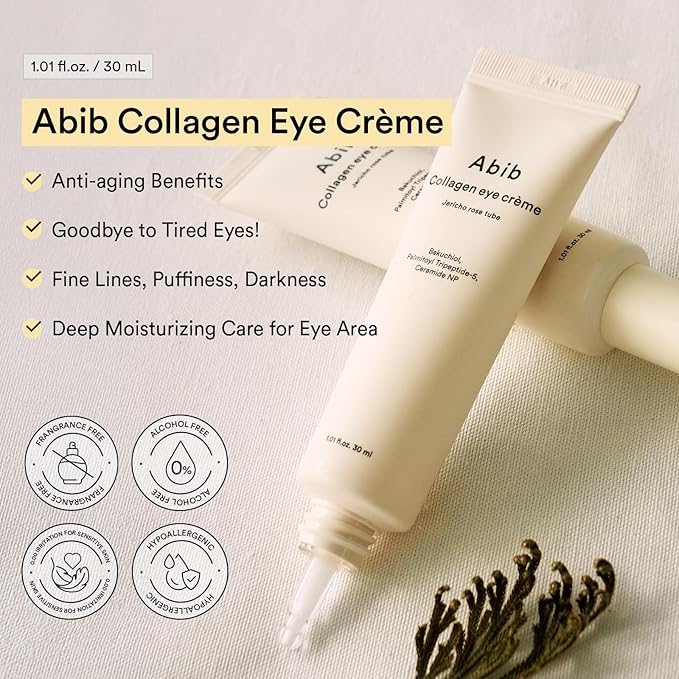 Abib Collagen Eye Crème Jericho Rose Tube for Dark Circles and Puffiness, Under Eye Fine Lines 4
