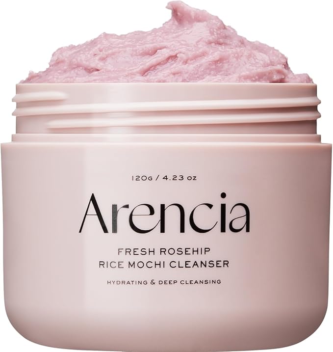 Arencia Rosehip Brightening Rice Mochi Face Cleanser & Daily Scrub - Moisturizing, Exfoliating & Deep-Cleansing