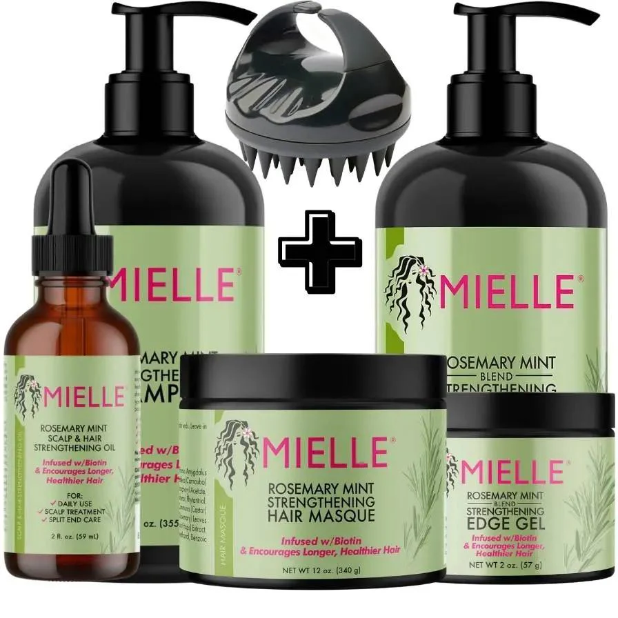 Mielle Organics Rosemary Mint Strengthening Set | Full Hair Care Bundle
