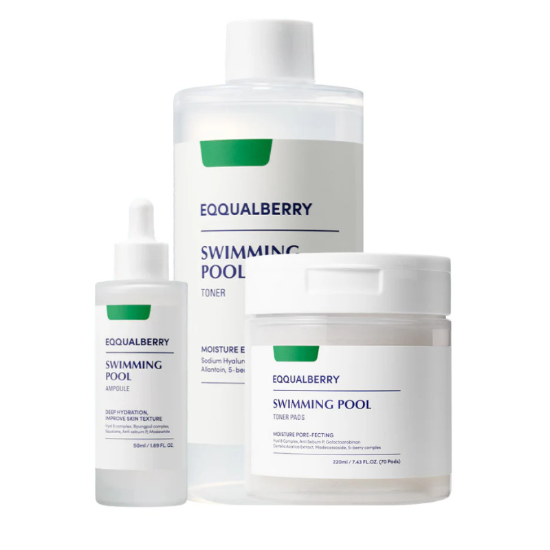 Eqqualberry Swimming Pool Toner, Ampoule & Toner Pads Deep Hydration Se