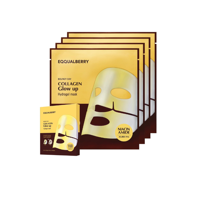 EQQUALBERRY Collagen Glow Up Mask - Niacinamide & Low Molecular Collagen for Brightening Mask
