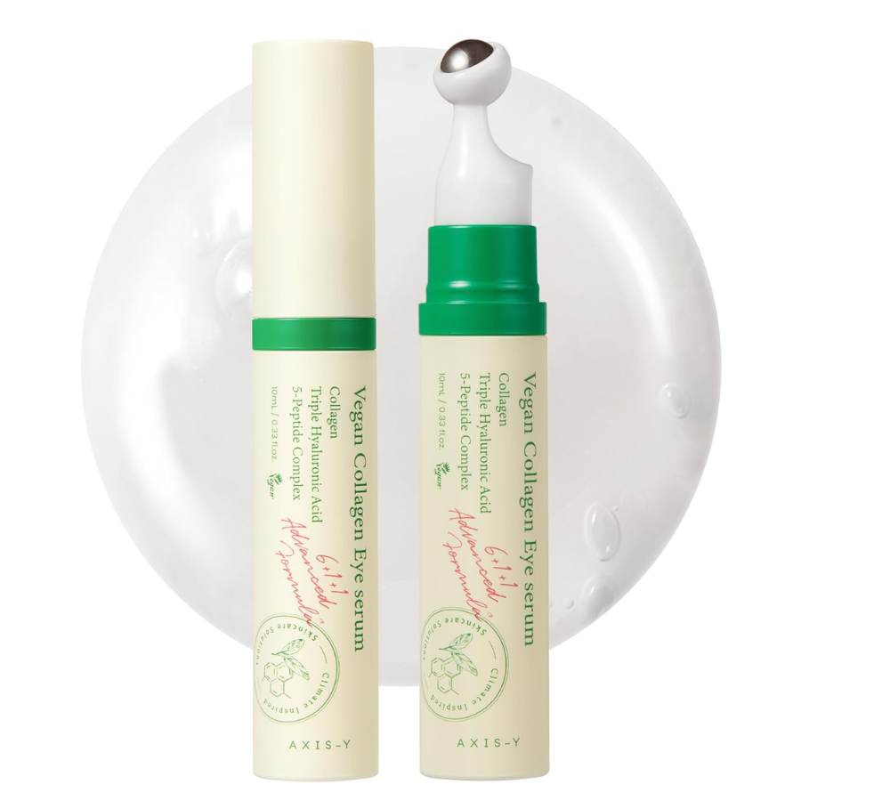 AXIS-Y Vegan Collagen Eye Serum 10ml - K Beauty Triple Hyaluronic Acid & Peptide Collagen Serum for Skin Elasticity, Reduce Fine Lines & Dark Circles - Vegan Korean Skin Care Eye Cream - 0.33 fl. oz.