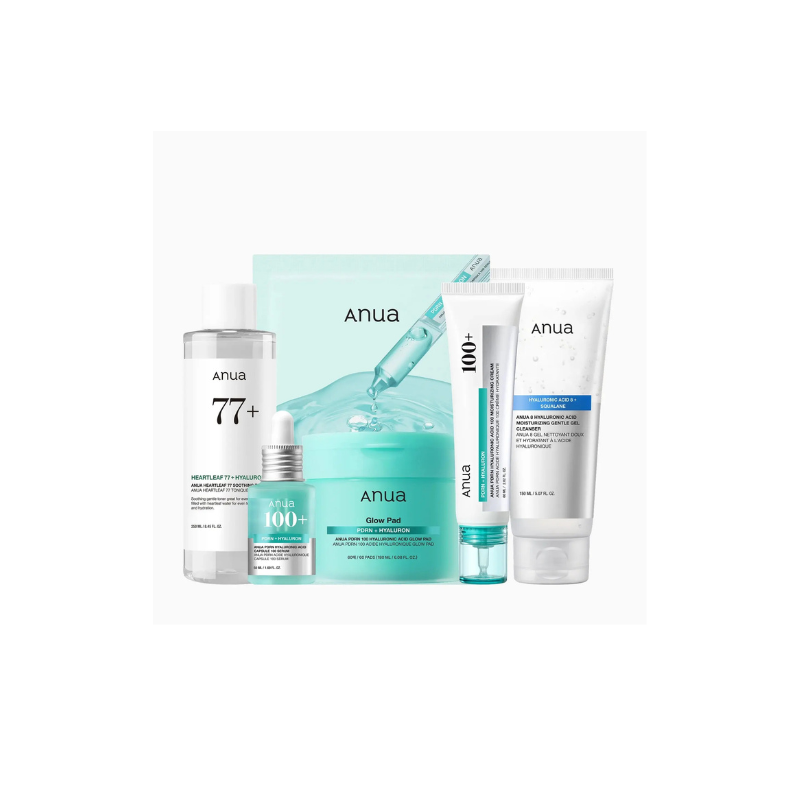 Anua Hydrating Hyaluronic Acid Skincare Set with PDRN & Heartleaf – 6pcs