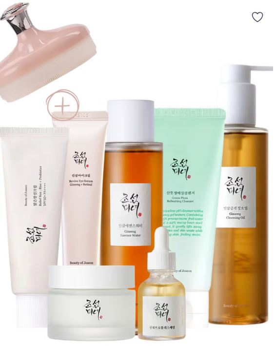 Beauty of Joseon Optimal Collection for Glowing Skin & Face Scrubber - Cleansing Oil, Cleansing Foam, Essence Water, Revive Eye Serum, Glow Serum, Dynasty Cream, Sunscreen Rice Probiotics SPF50+ PA++++ 560ml