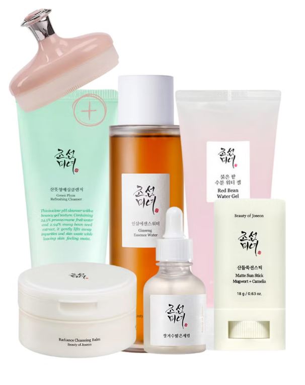 Complete Harmony Collection For Vibrant Skin & face scrubber - Radiance Cleansing Balm, Green Plum Cleansing Gel, Ginseng Essence Water, Glow Deep Serum, Red Bean Water Gel Moisturizer & Sunscreen Matte Sun Stick 420ml