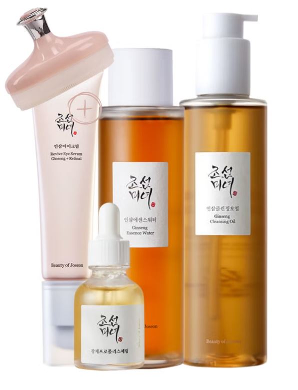 Beauty of Joseon Rejuvenate and Renew Ginseng Powered Pack & Face Scrubber - Ginseng Cleansing Oil - Ginseng Essence Water - Glow Serum Revive - Eye Serum Ginseng Retinal 360ml