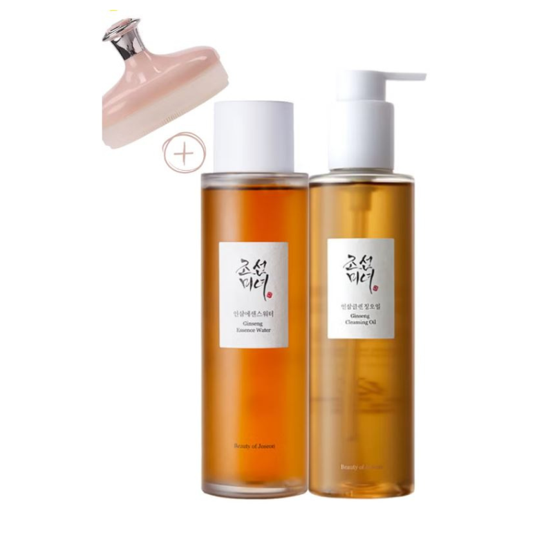 Beauty of Joseon Cleansing & Hydrating Due & face scrubber - Deep Ginseng Cleansing Oil for Makeup Removal + Hydrating Ginseng Essence Water for Radiant Skin