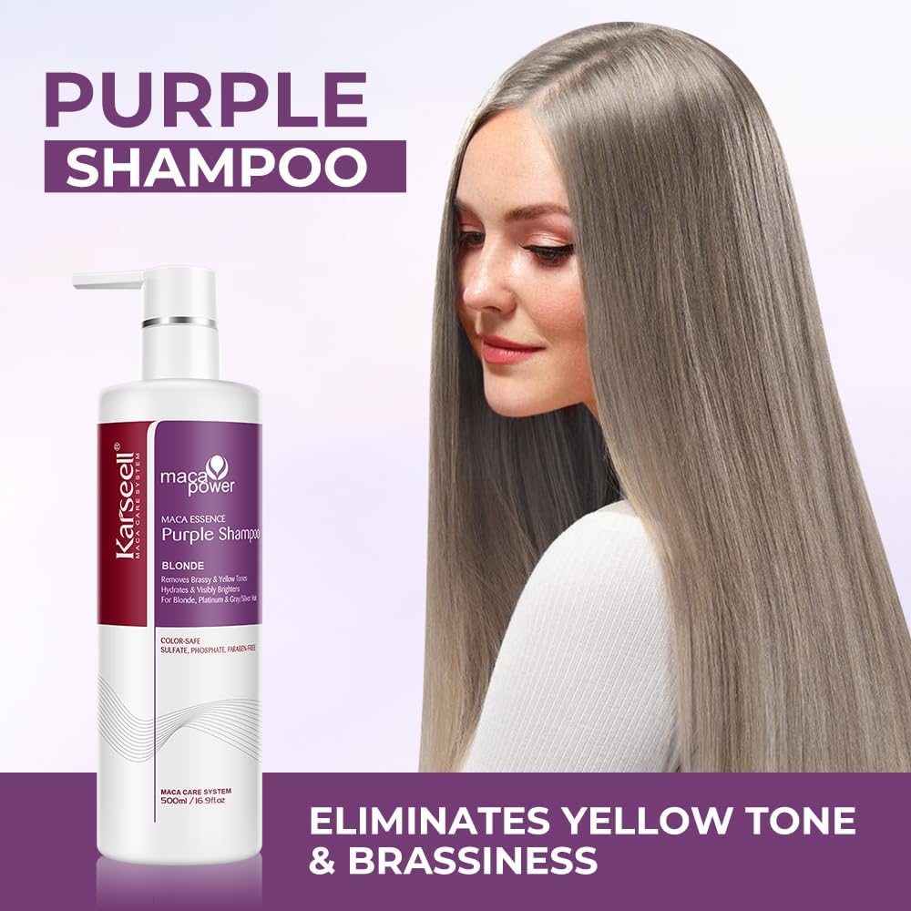 Karseell Purple Shampoo Professional Neutralizes Brass & Yellow Tones For Blonde Silver Gray Highlighted Hair  500ml 3