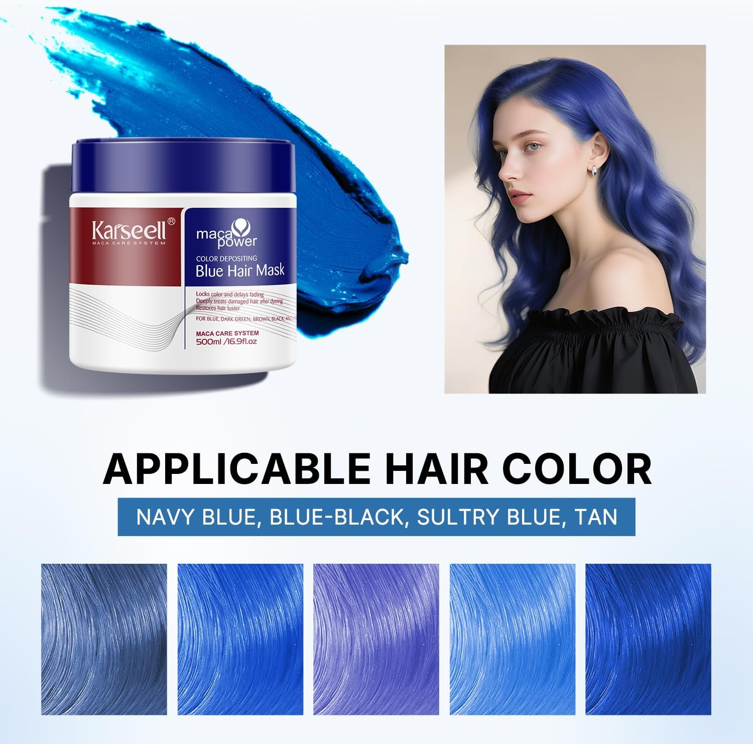 Karseell Color Depositing Blue Hair Mask soft 500ml 4