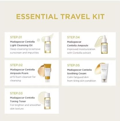SKIN1004 Madagascar Centella Travel Kit, Basic Skincare Box, Compact Size, Soothing Calming Yellow/White 4