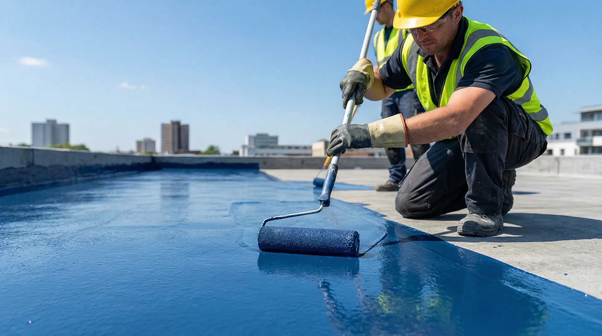 Liquid rubber paint being applied