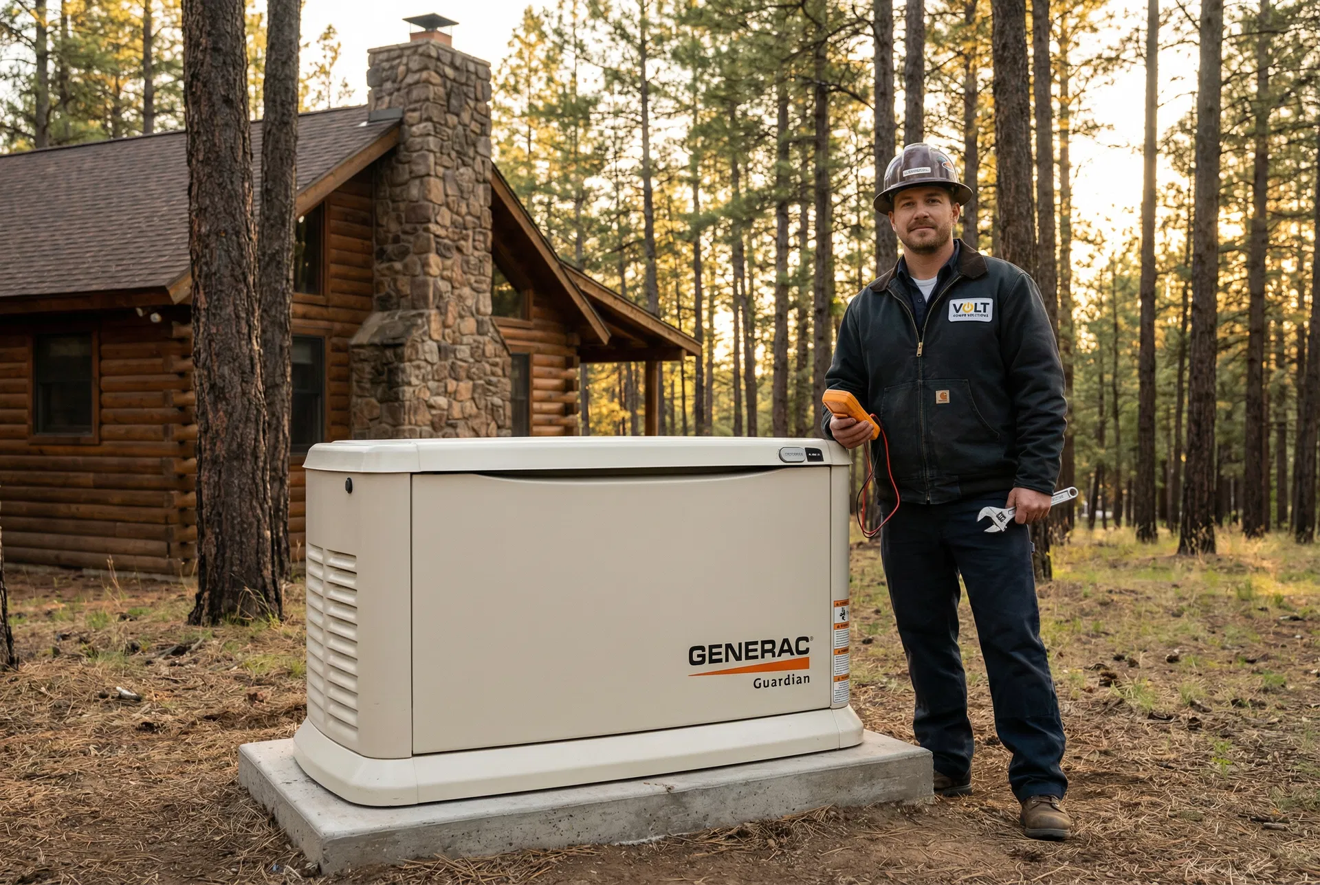 Mountain Top Generator technician with Generac generator