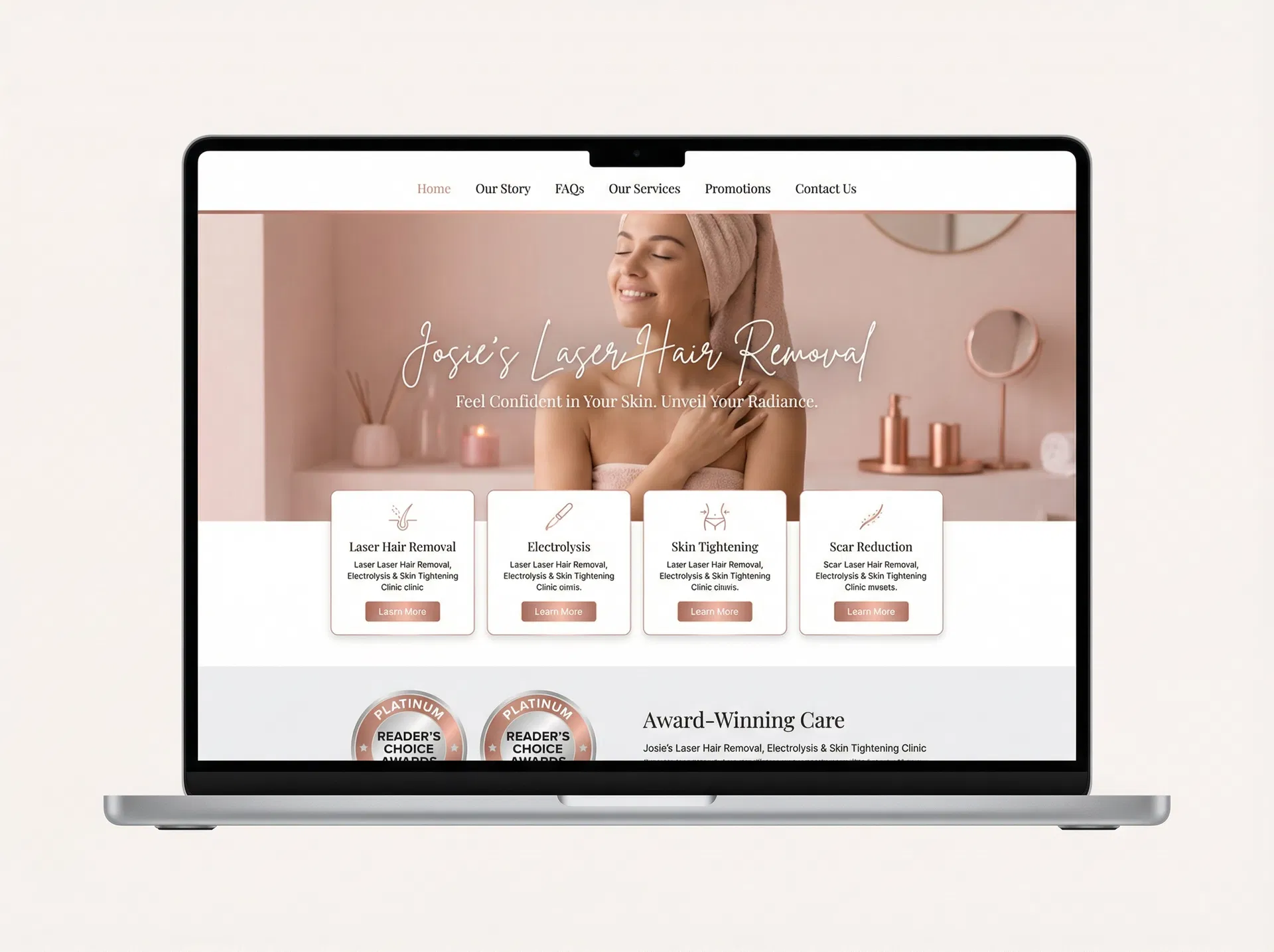 Josie's Hair Removal website screenshot