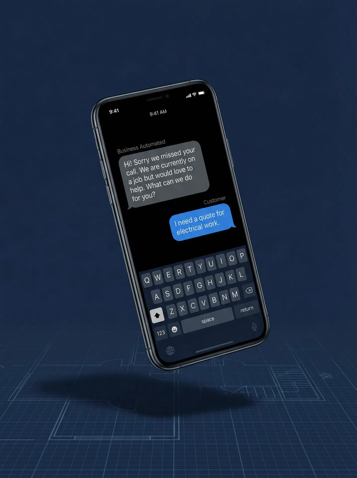Missed Call Text-Back demo on phone