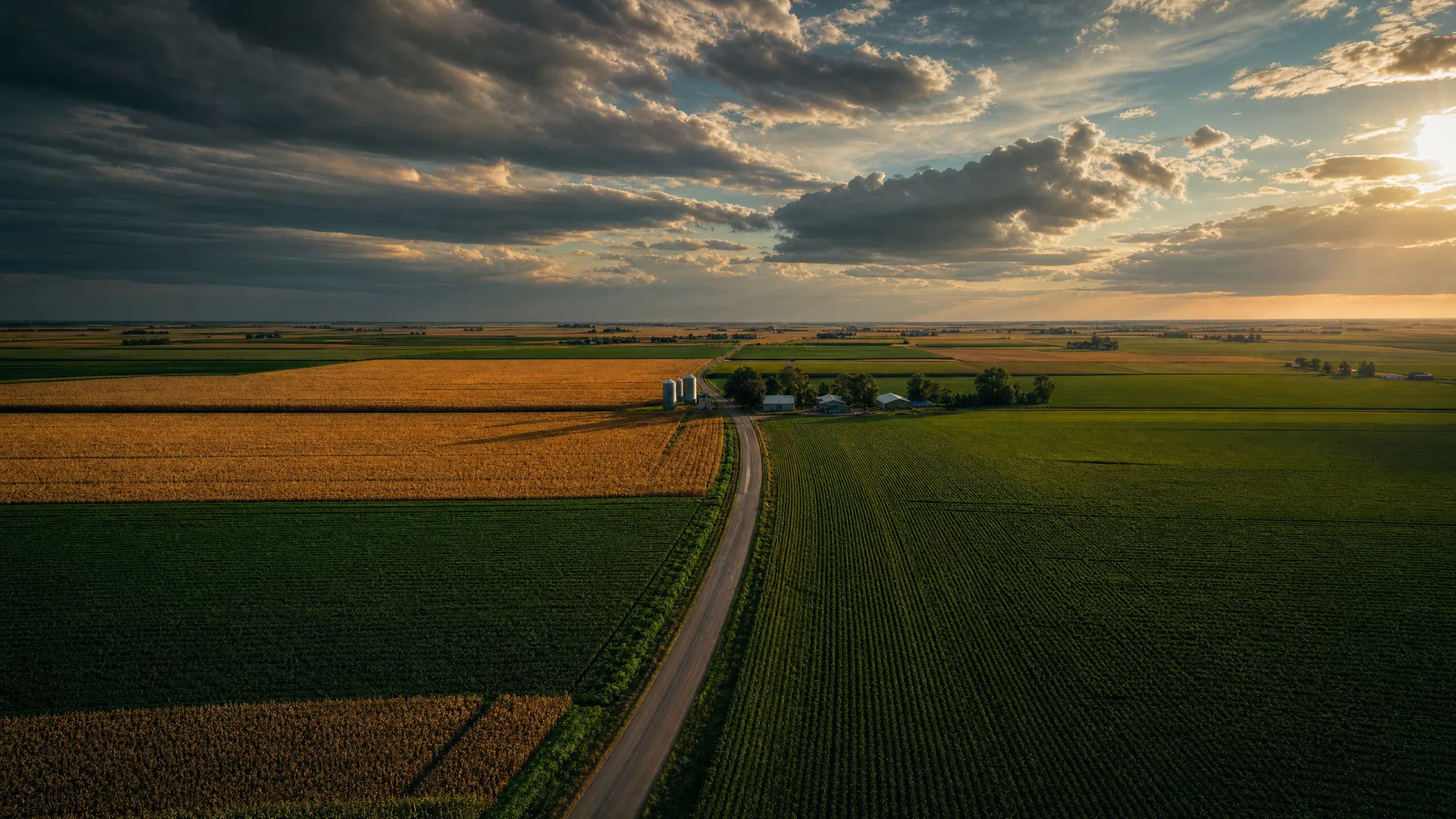 Aerial view of vast American farmland