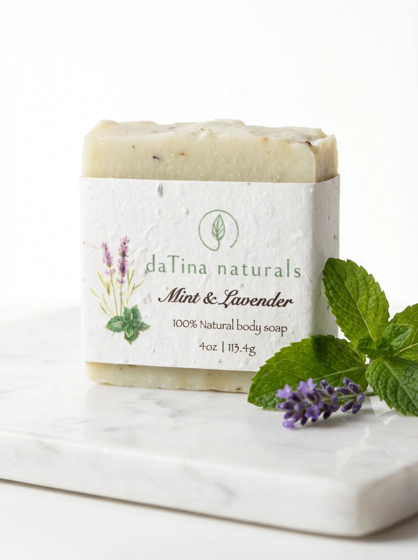 Mint & Lavender natural bar soap by daTina Naturals