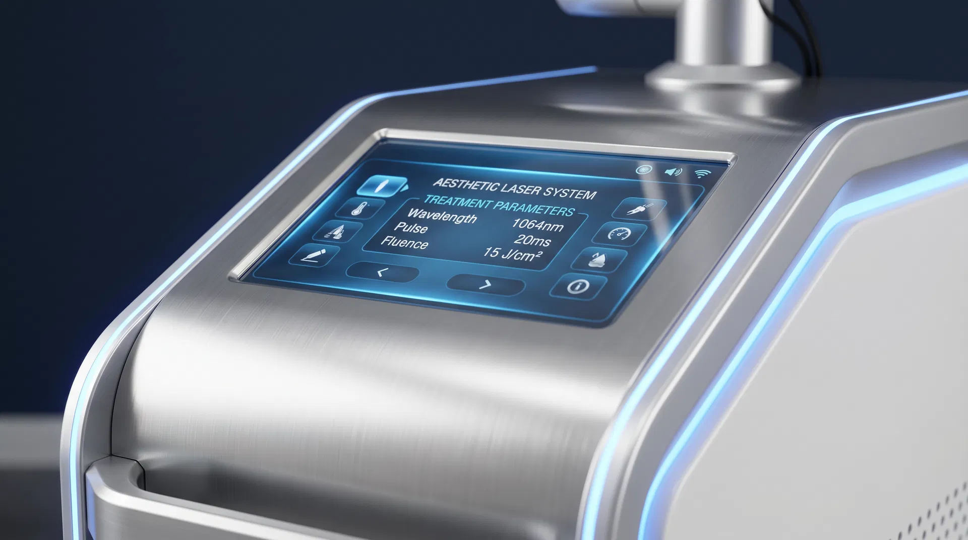 Advanced aesthetic laser system with treatment parameters display