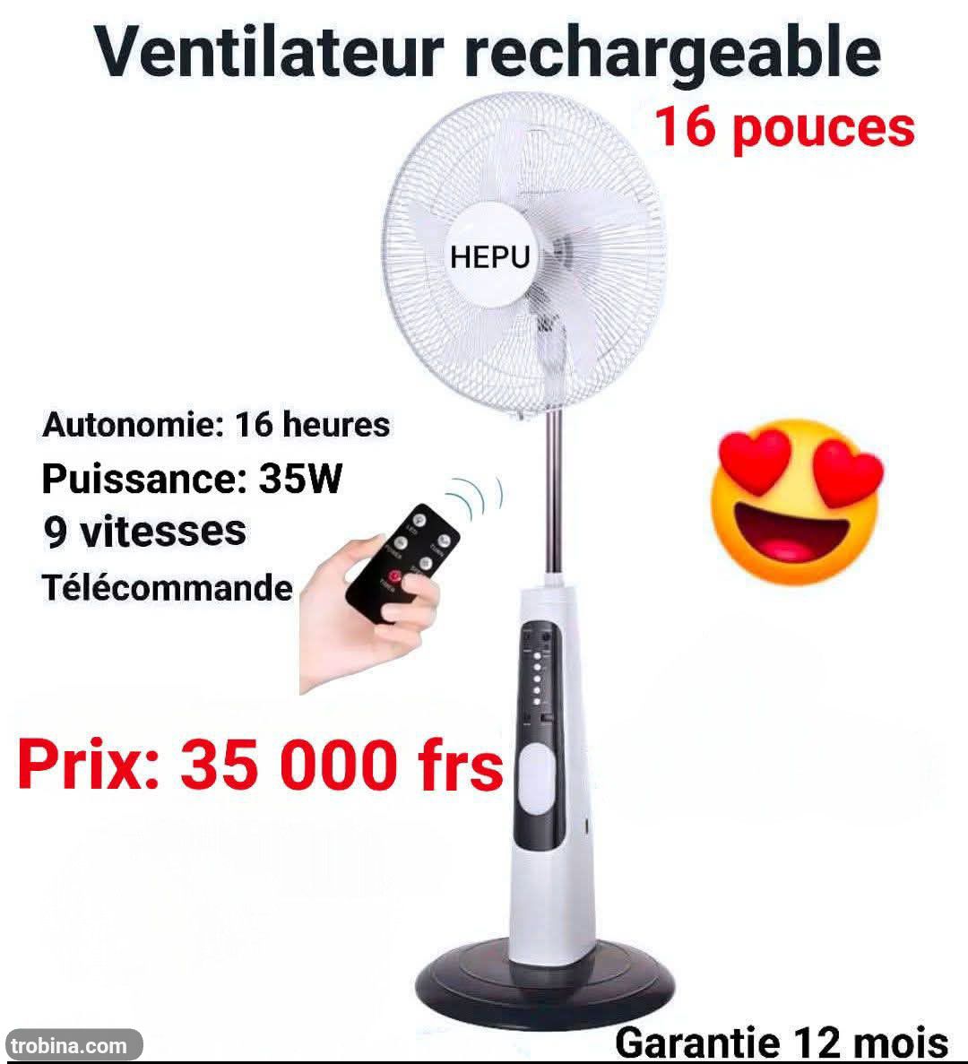 Ventilateur rechargeable Hepu