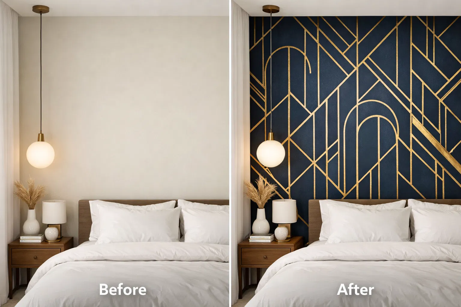 Modern Geometric Wallpaper Installation