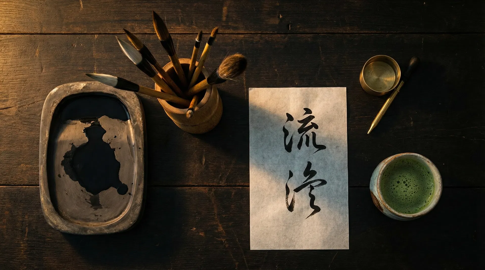 Japanese calligraphy workspace