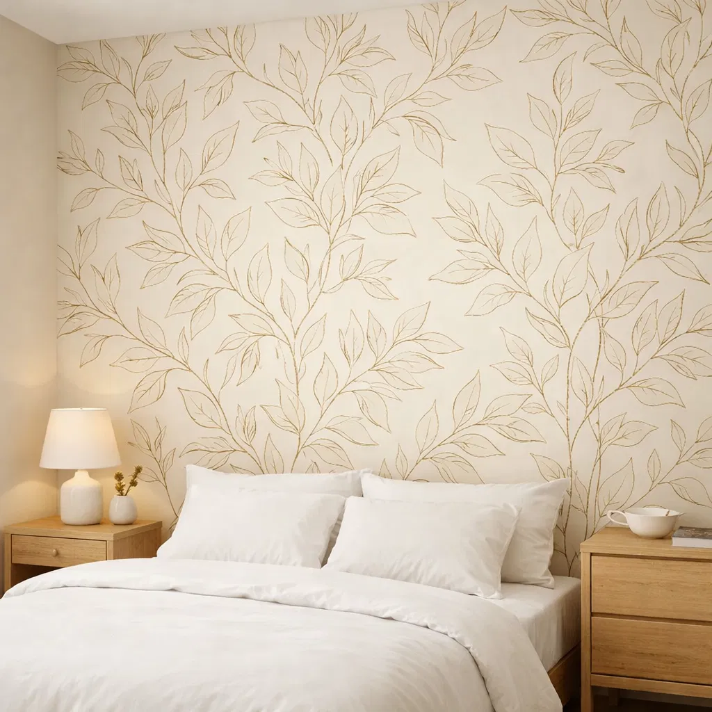 Botanical wallpaper installation