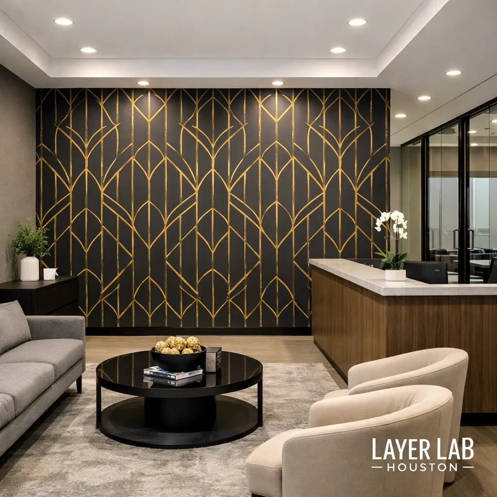 Commercial office wallpaper installation