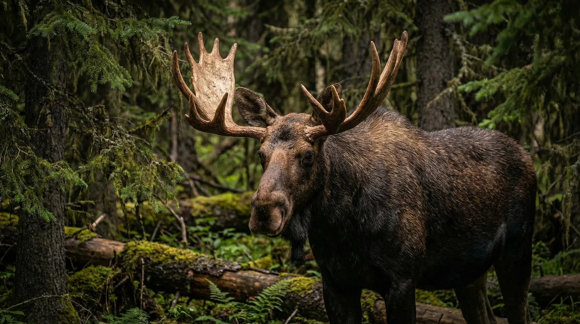 Bull moose in the Canadian boreal forest