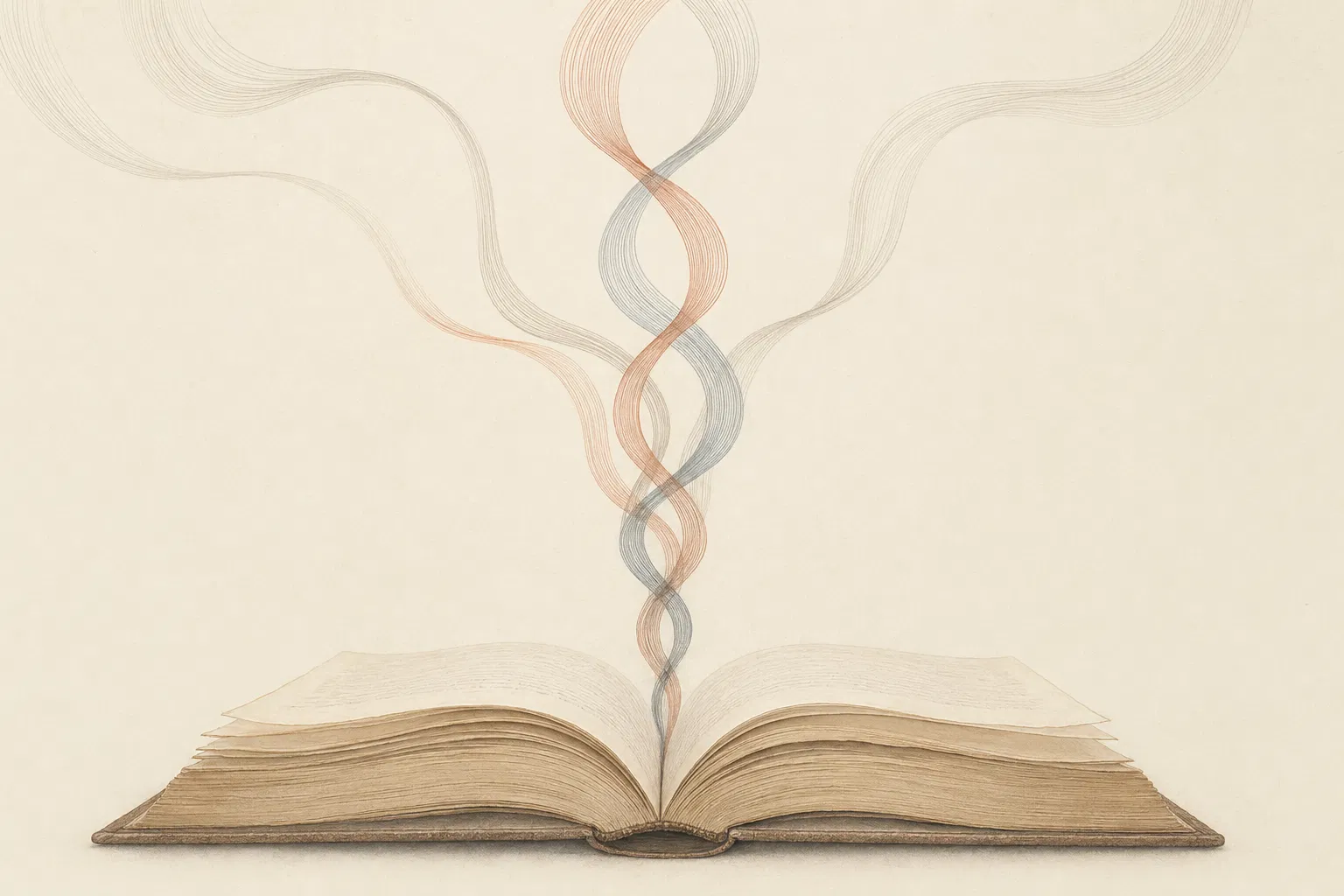 The Braided Man — braided lines emerging from an open book