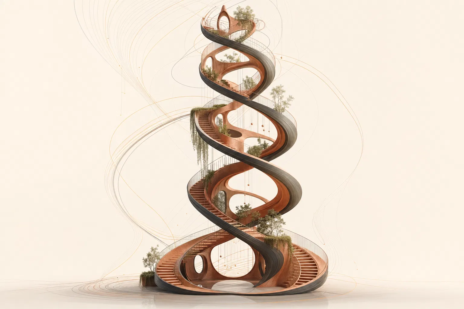 Hot Helix — ascending double helix as living architecture