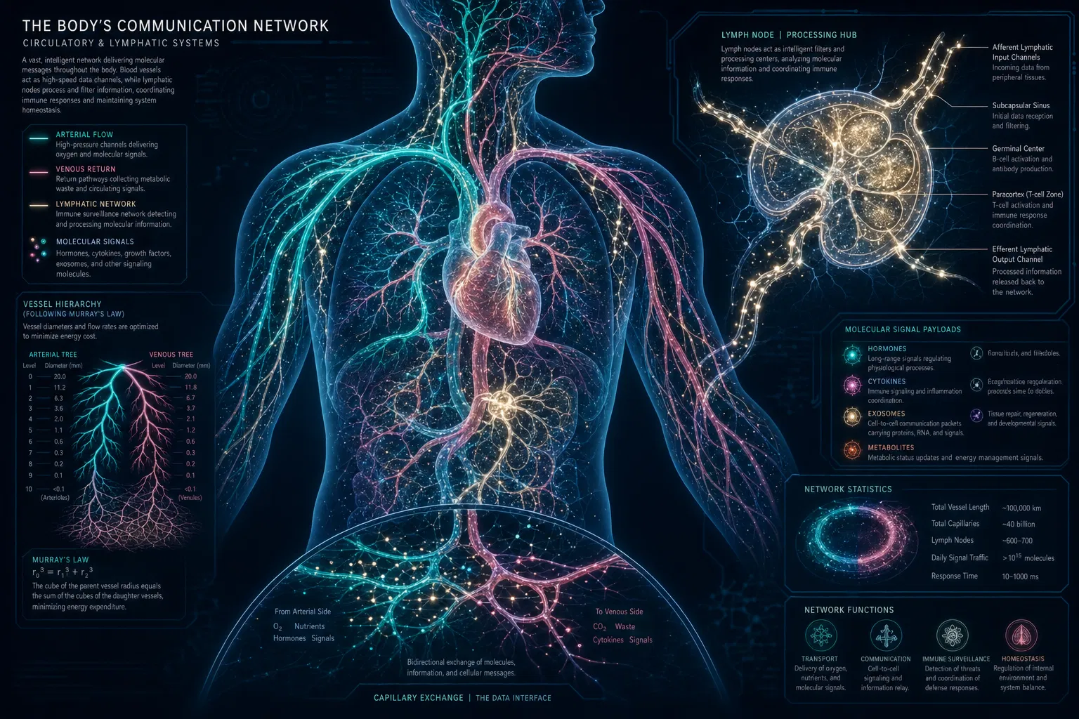 The body's communication network — circulatory and lymphatic systems as data channels